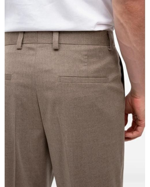 HUGO Gray Pleated Straight-Leg Trousers for men