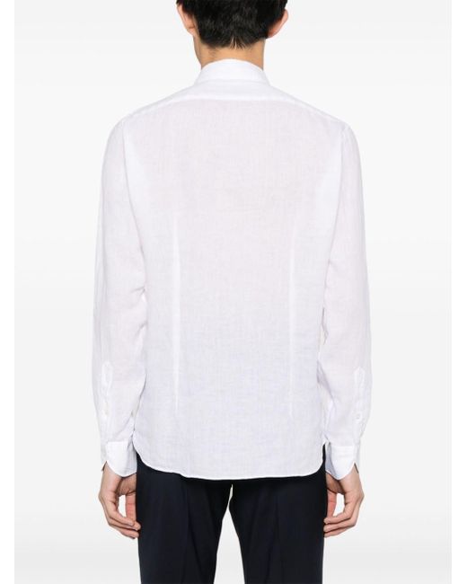 Xacus White Cutaway-collar Linen Shirt for men