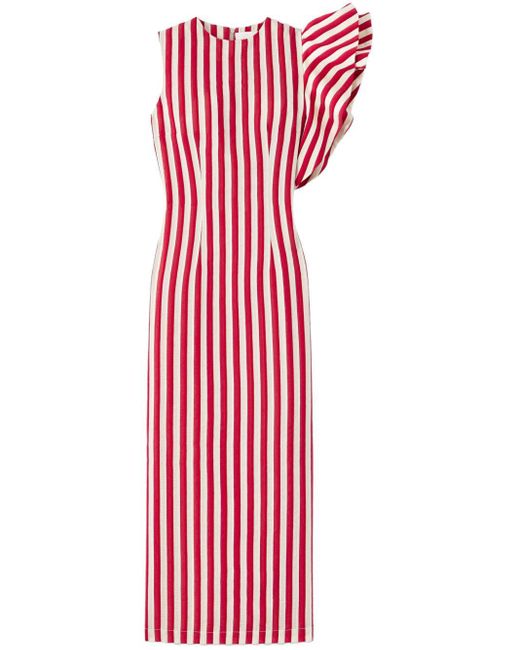 D'Estree Red Franz Ruffle-detailing Dress