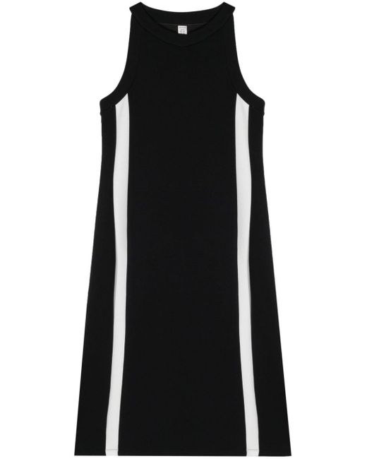 Spanx Black Stripe-detail Round-neck Dress