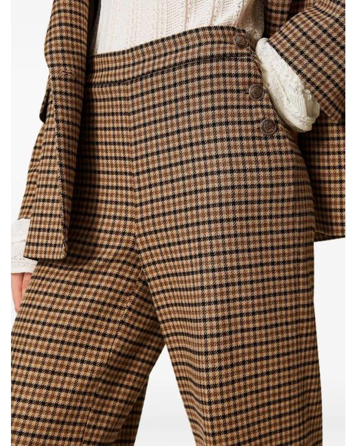 Twinset Natural Checked Button-Fastening Trousers