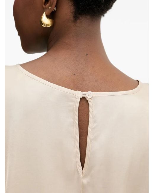 Haveone Natural Batwing-Sleeve Cropped Blouse