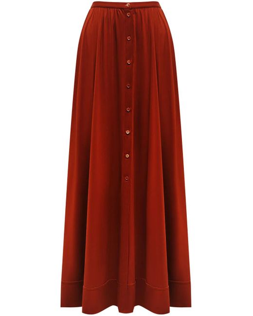 12 STOREEZ Red Buttoned Maxi Skirt