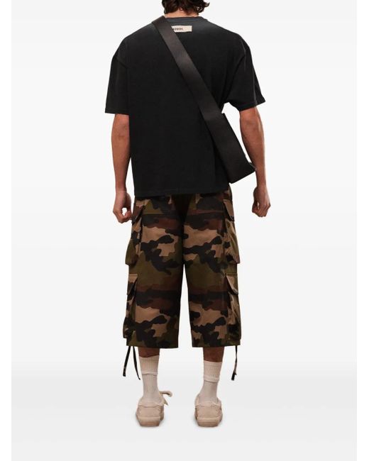 ROUGH Brown Camouflage-Pattern Cargo-Pockets Shorts