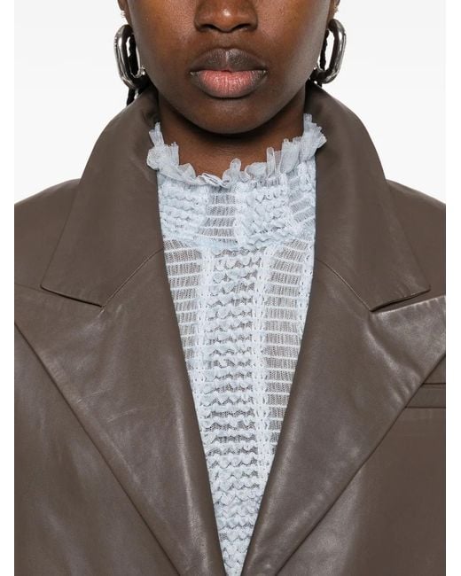 Nanushka Brown Single-Breasted Leather Coat