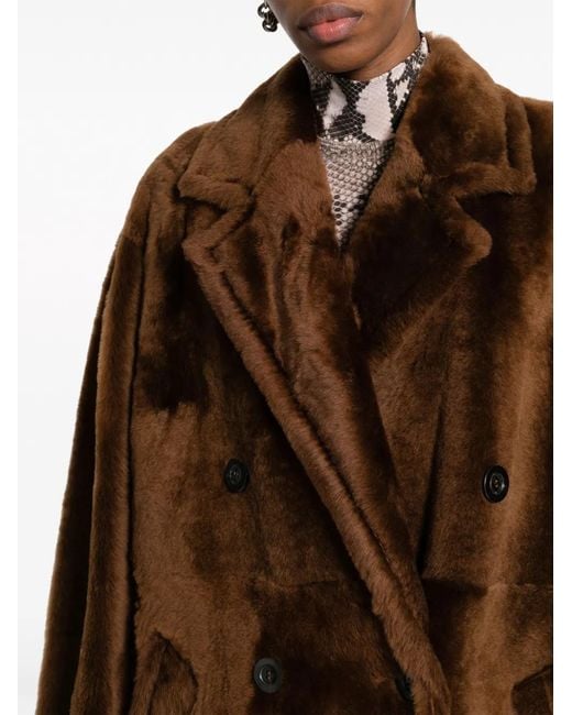 Max Mara Brown Notched-Lapels Double-Breasted Coat