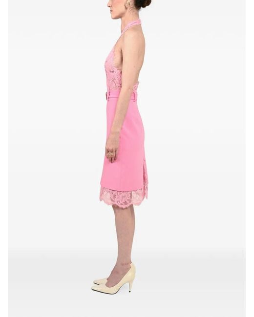 ROWEN ROSE Pink Lace Halterneck Bodysuit
