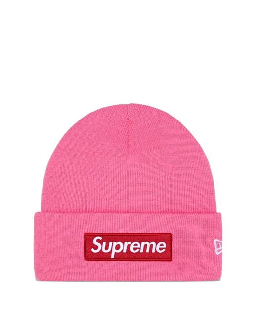 Supreme X New Era Box Logo-Detail Beanie Hat in Pink for Men | Lyst