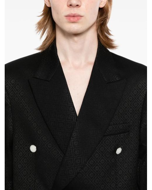 Casablanca Black Geometric-Jacquard Single-Breasted Blazer for men