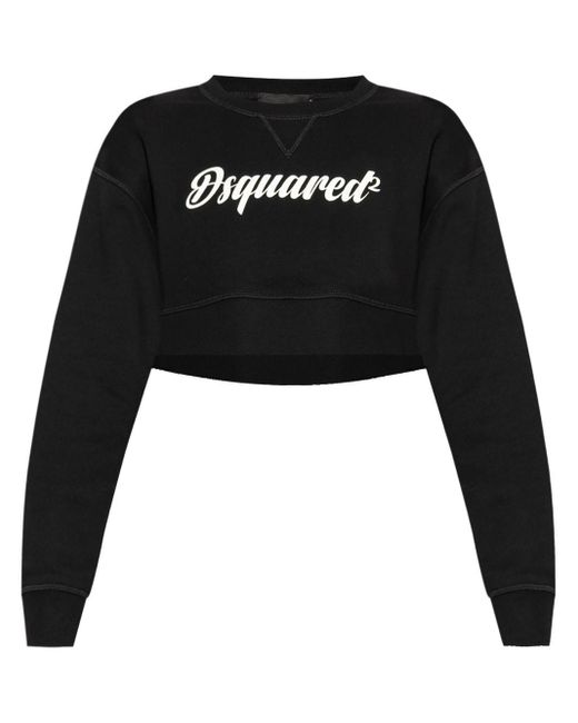 DSquared² Black Cropped-Sweatshirt mit Logo-Print