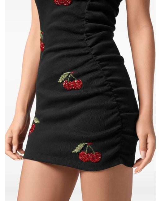 Philipp Plein Black Cherry-Motif Mini Dress