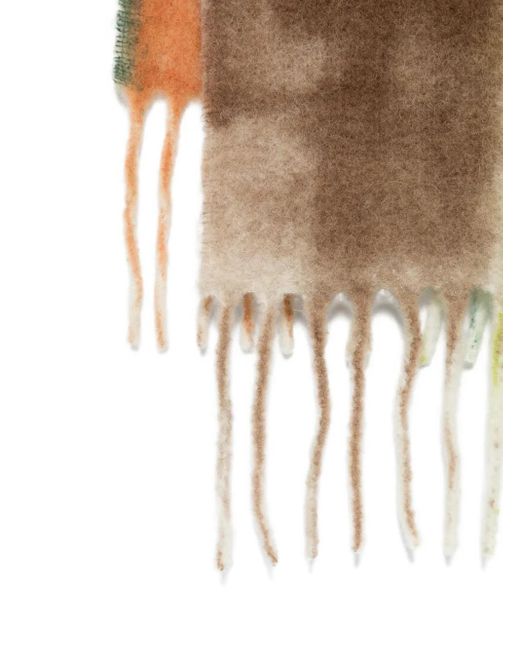 Altea Green Abstract-Print Fringed Scarf for men