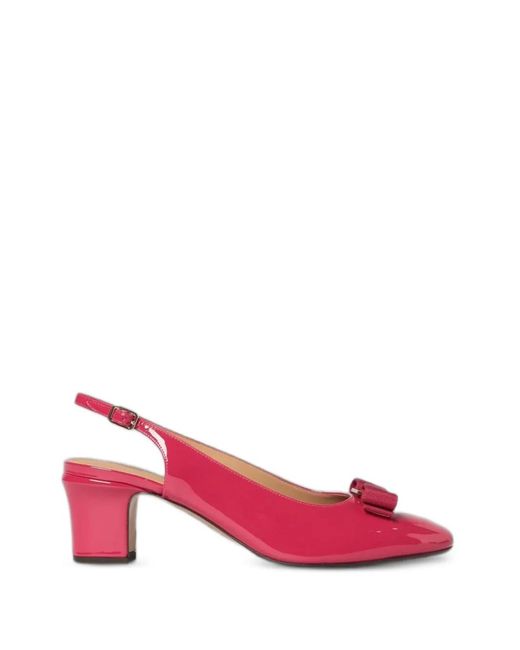 Ferragamo Pink Vara Patent-Leather Sandals
