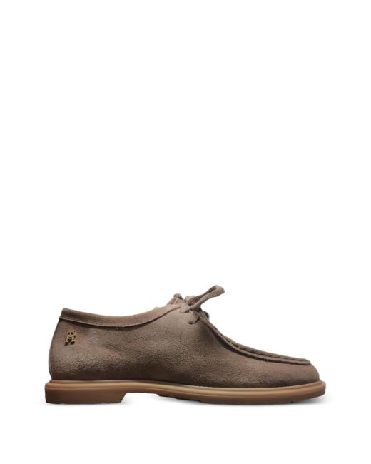 Tommy Hilfiger Brown Lace-Up Flat Loafers