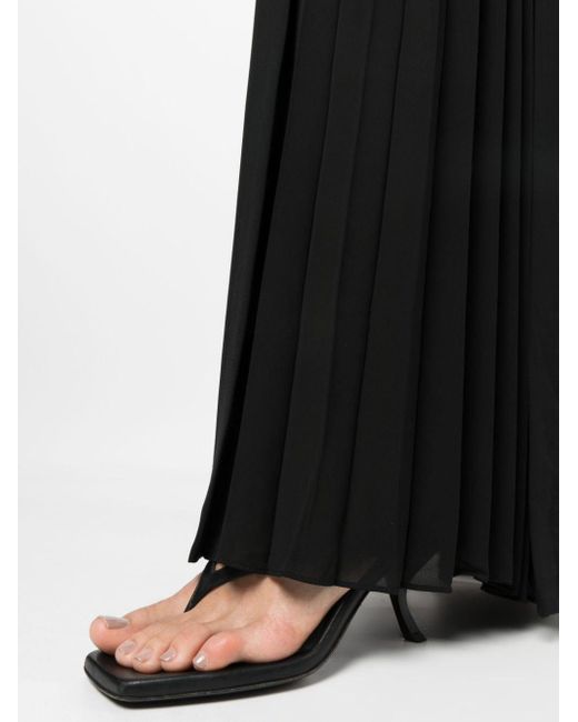 Jonathan Simkhai Black Blossom Pleated Wide-leg Trousers