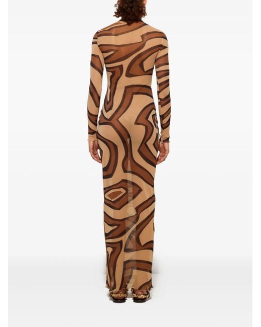 Emilio Pucci Natural Wave-Print Turtleneck Dress