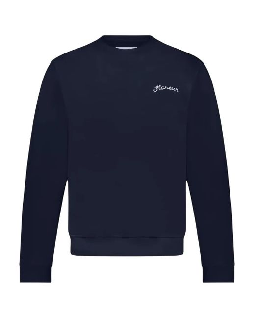 flâneur Blue Embroidered-logo Crew -eck Sweatshirt for men