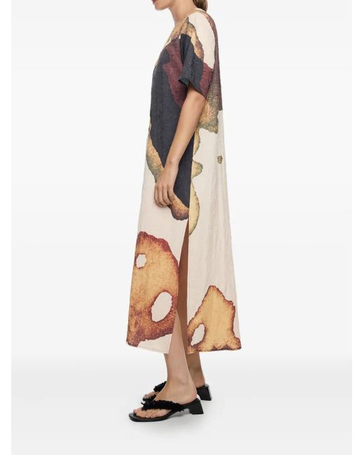 Bimba Y Lola Blue Abstract-Print Midi Dress