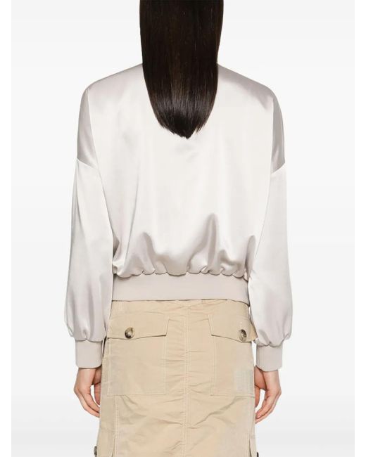 Herno White Luxury Satin Bomber Jacket