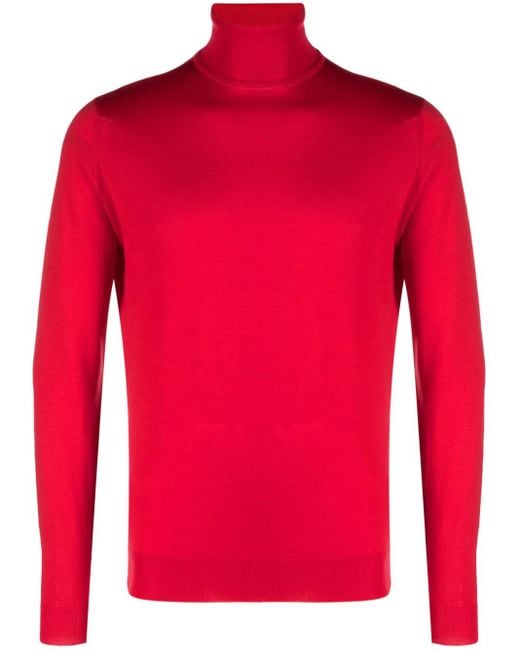 メンズ John Smedley タートルネック セーター Red