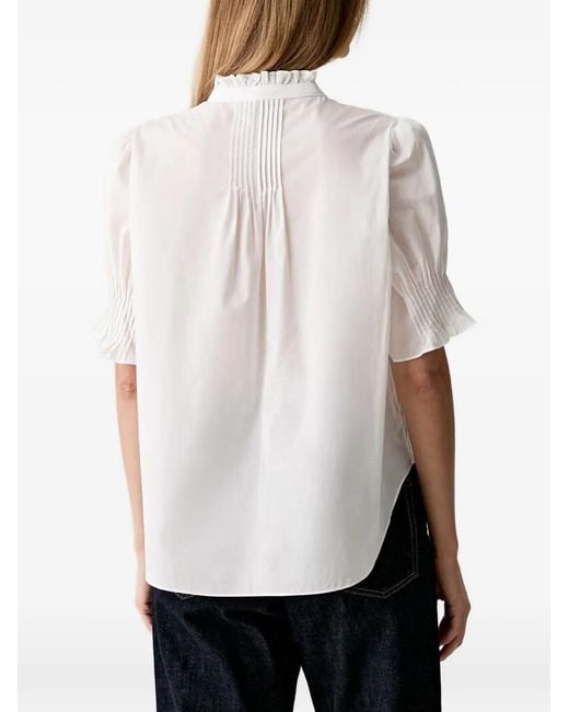 Rag & Bone White Ruffled Puff-Sleeve Blouse