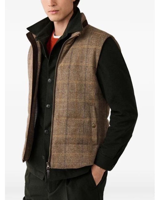 Hackett Black Herringbone Check Gilet for men
