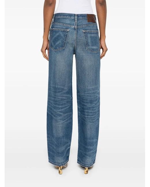 Interior Blue Remy Mid-Rise Wide-Leg Jeans