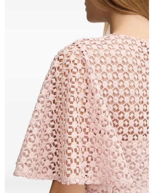 Joseph Ribkoff Pink Floral-Lace Butterfly-Sleeve Dress