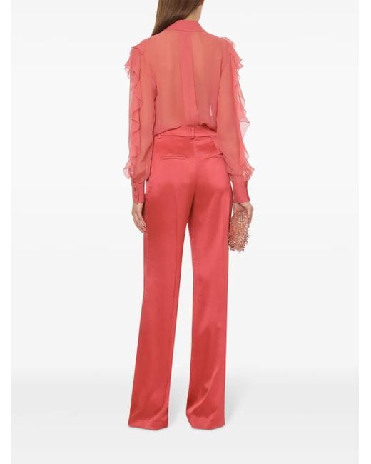 Alberta Ferretti Pink Ruffle-Detailing Shirt