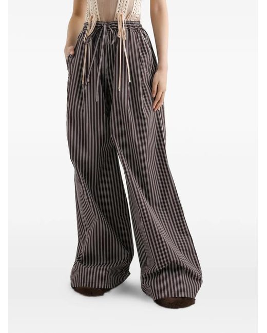 Dolce & Gabbana Brown Striped Poplin Trousers