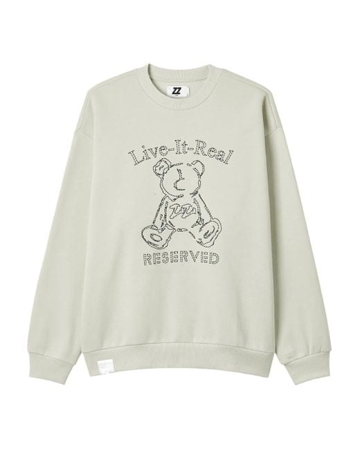 Izzue White Teddy-Embroidered Crew-Neck Sweatshirt for men