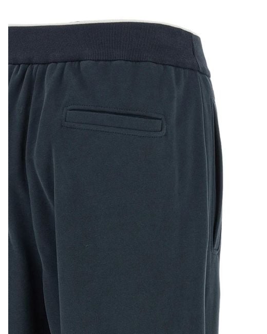 Brunello Cucinelli Blue Front-Stitch Track Pants