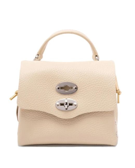 Borsa A Spalla Postina Con Borchie di Zanellato in Natural