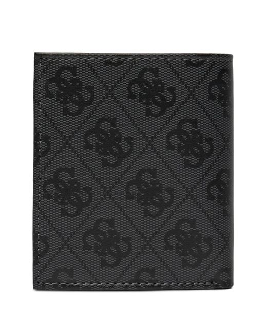 Guess Black Logo-Pattern Logo-Plaque Wallet for men