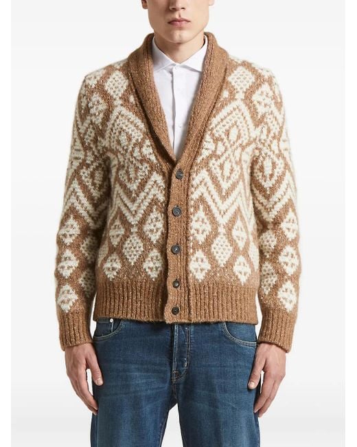 Cardigan Con Collo A Scialle di Peserico in Blue da Uomo