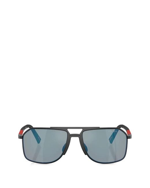 Prada Linea Rossa Gray Pilot-Frame Sunglasses for men