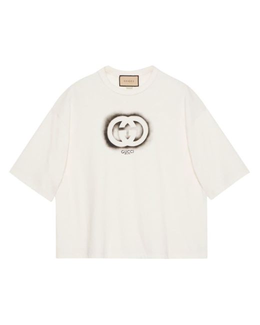 T-shirt en coton à logo GG Gucci pour homme en coloris Blanc | Lyst