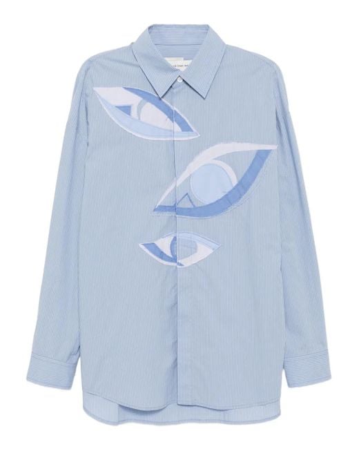 Camicia Con Design Patchwork di Feng Chen Wang in Blue da Uomo