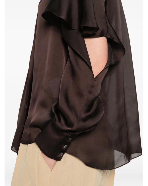 Sacai Brown Ruffled Panelled Shirt