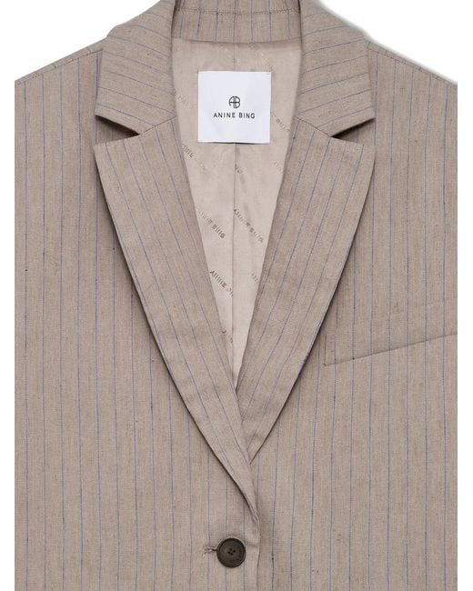 Anine Bing Gray Blazer Quinn À Fines Rayures