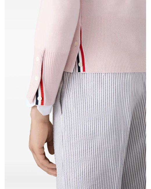 Thom Browne Vest Met V-Hals En Vier Strepen in het Pink voor heren