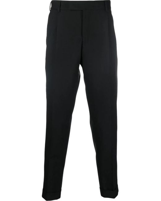 PT Torino Black Charm-Detail Tailored Trousers for men