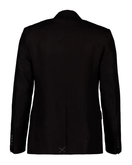 Dolce & Gabbana Black Single-Breasted Two-Button Linen Jacket for men