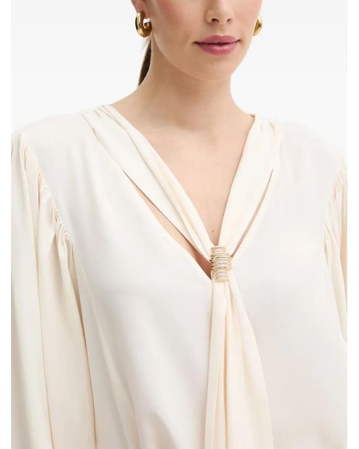 SIMONA CORSELLINI White Tie-Neck Blouse