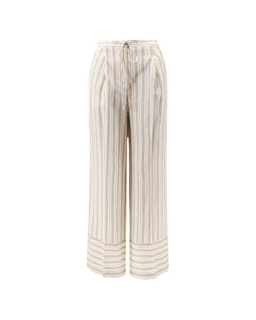 Semicouture White Pantalon À Lien De Resserrage Et Rayures Verticales