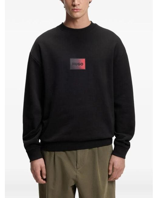 HUGO Black Logo-Appliqué Sweatshirt for men