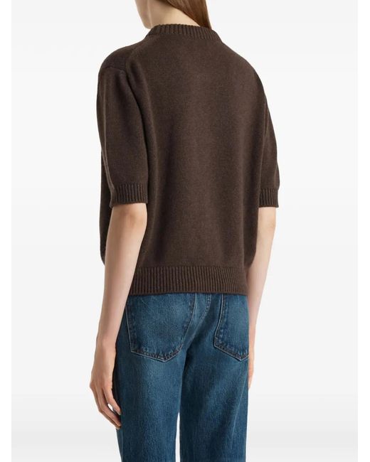 Khaite Brown Davin Short-Sleeve Top