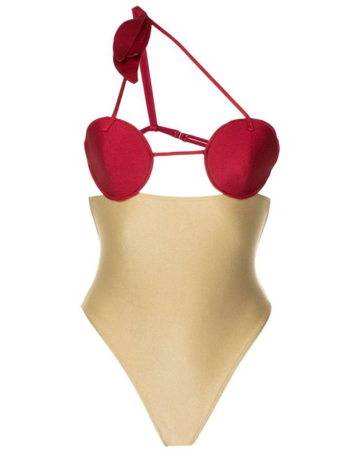 Adriana Degreas Red Two-tone Design Swimsuit