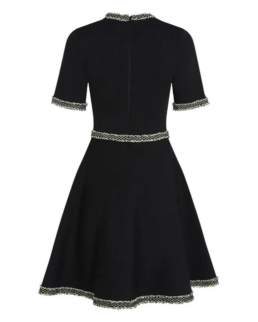 Karl Lagerfeld Black Boucle-Trim Knit Dress