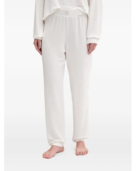 Guess White Rhinestone-Embellished Logo-Script Pajamas